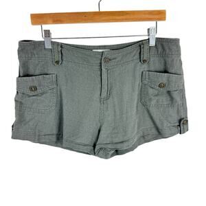 Ci Sono Sage Green Lightweight Woven Linen Rayon Shorts Pockets Casual Size L